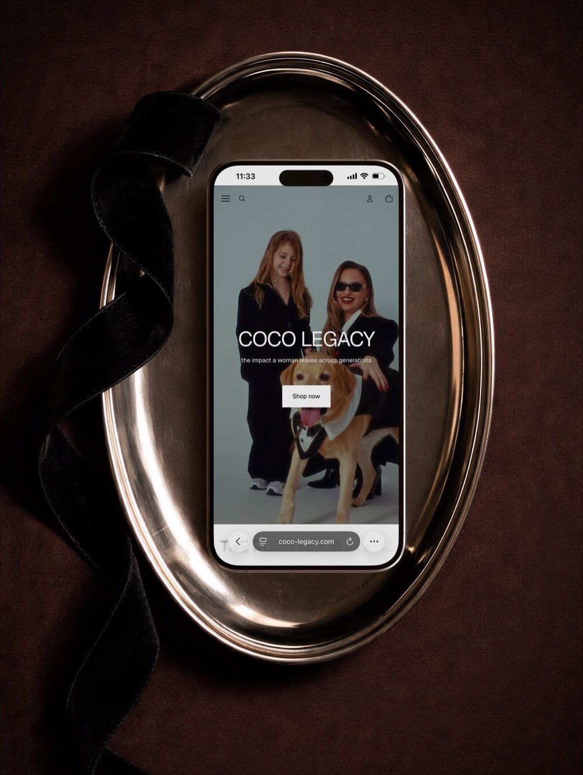 Coco Legacy – custom Shopify store shown on an iPhone
